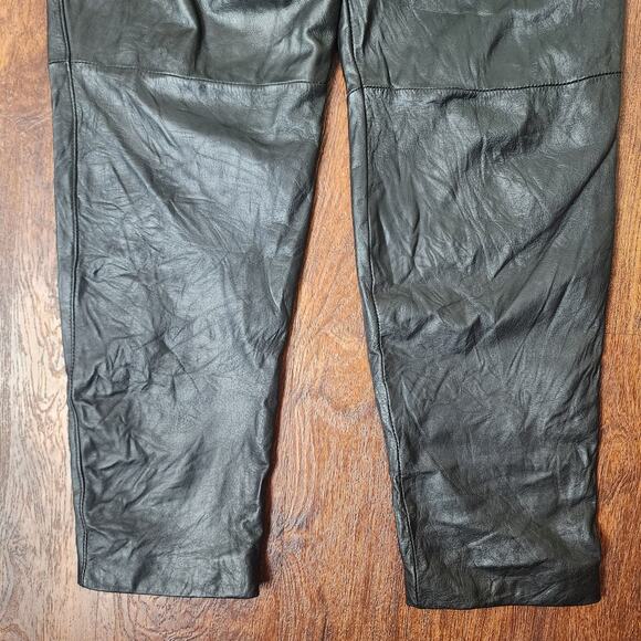 Vintage Leather by Wilson's Black 100% Leather Pants 80's 90's - Size 4 - Picture 3 of 9